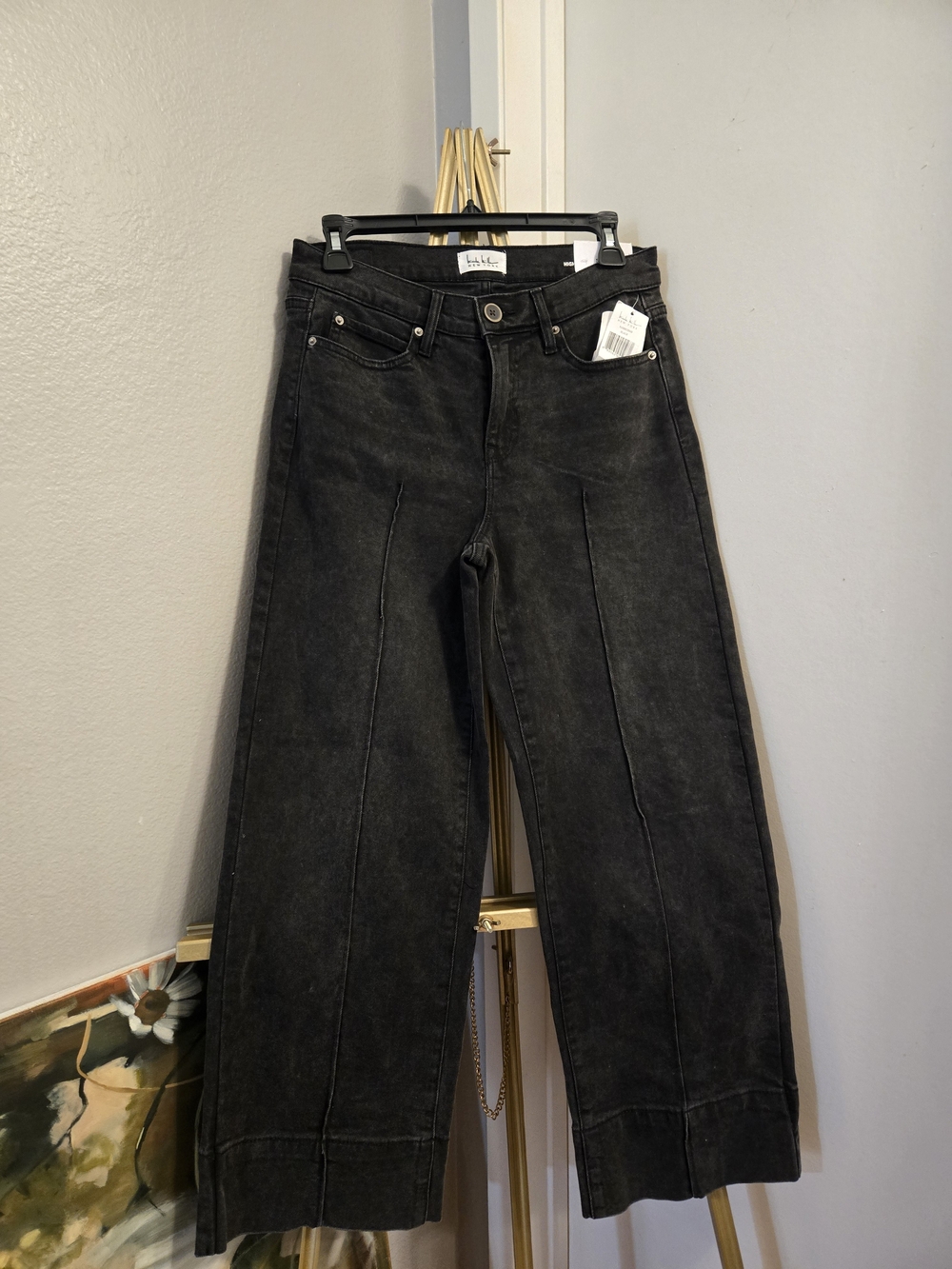 Nicole Miller Soho High Rise Wide Leg Vintage Stretch Washed Black Jean Size 4